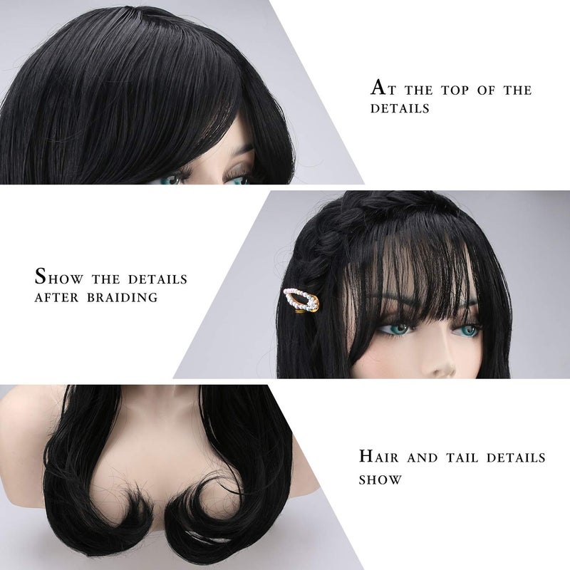 Akstore 28 inch Fashion Wigs Long Wavy Curly Hair Cosplay Wig & Wig Cap (Black) - Image 5